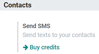 Mua tín dụng cho SMS Marketing trong cài đặt Odoo. 