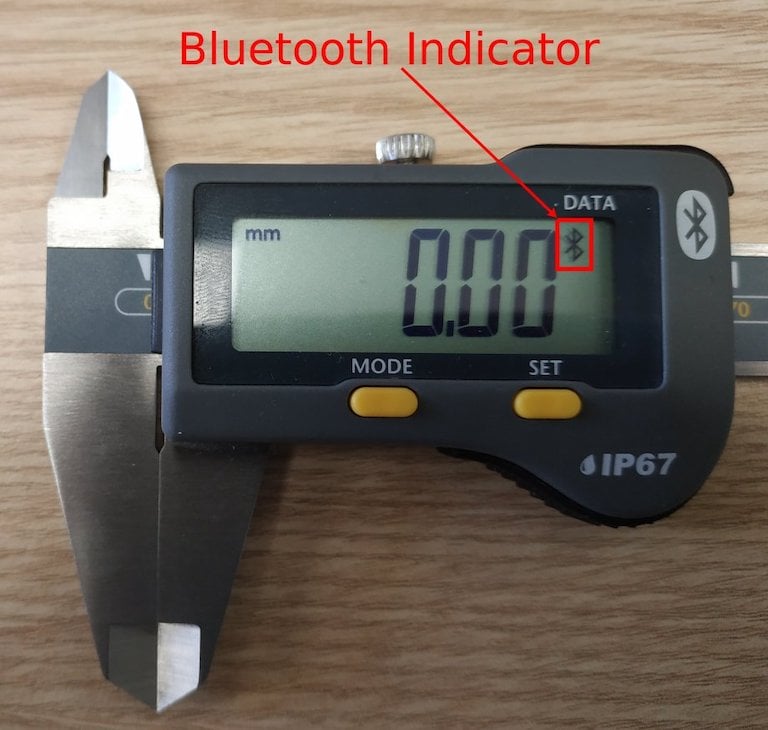 Chỉ báo Bluetooth trên công cụ đo lường.